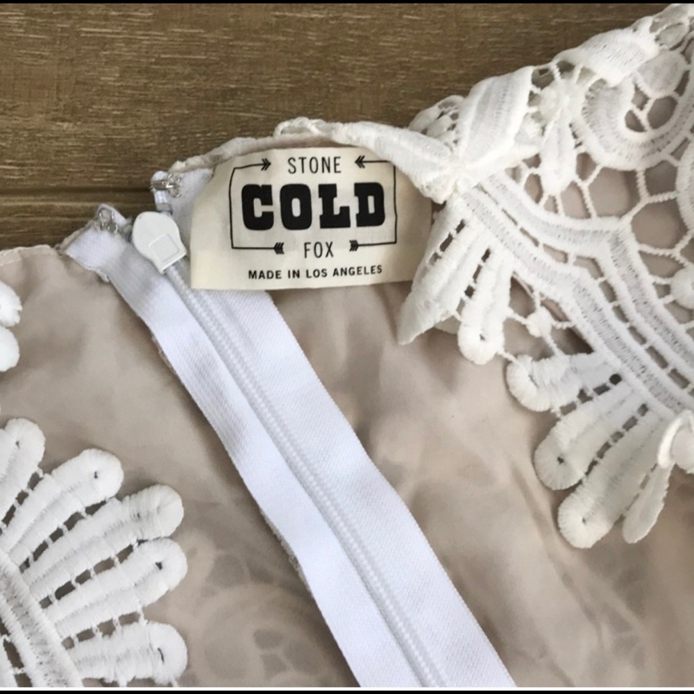 Stone Cold Fox White Crochet Lace Flare Jumpsuit with Deep V - Picture 4 of 5